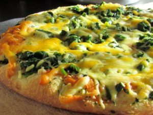 pizza with greens