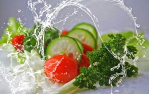 water and vegetables