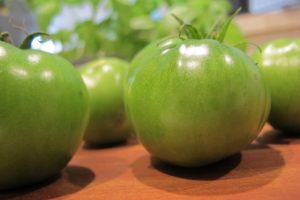 green tomatoes on the kitchen counter