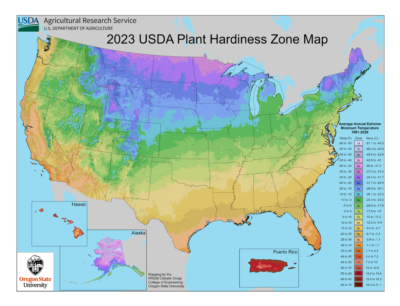 2023 USDA plant hardiness zone map